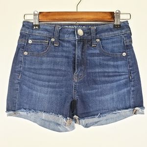 American Eagle Raw Hem Hi Rise Shortie Shorts